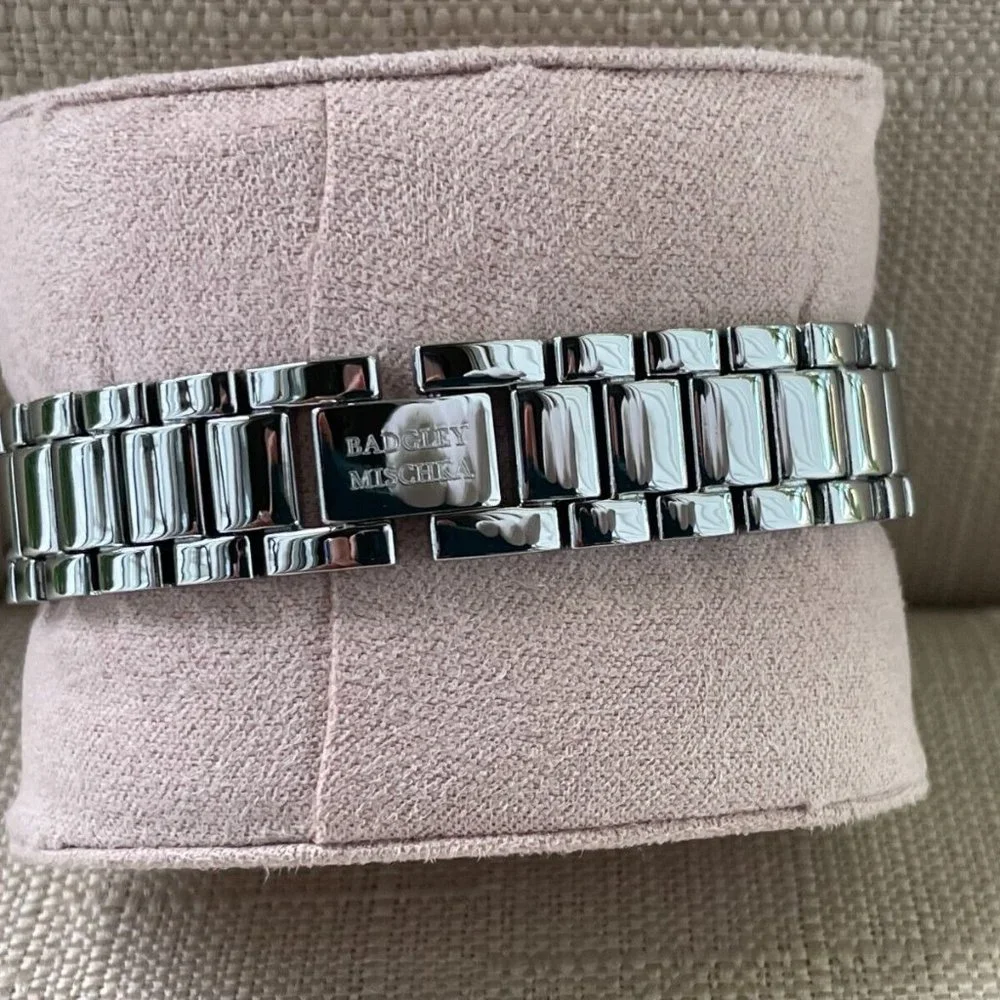 Badgley Mischka Ladies Watch Silver Tone Crystals Accent Analog Quartz Watch Box - Picture 7 of 12